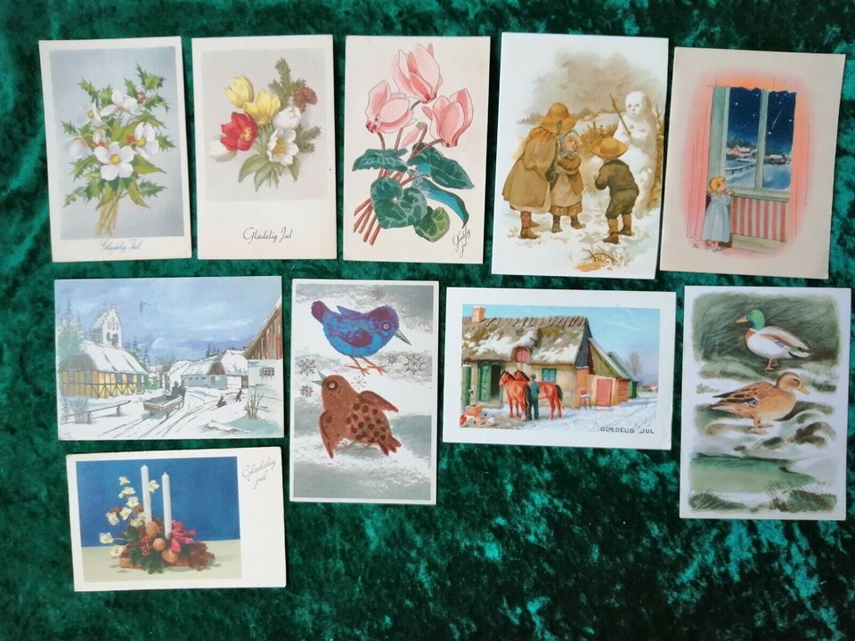 Postkort, 10 ældre/gamle Julekort.