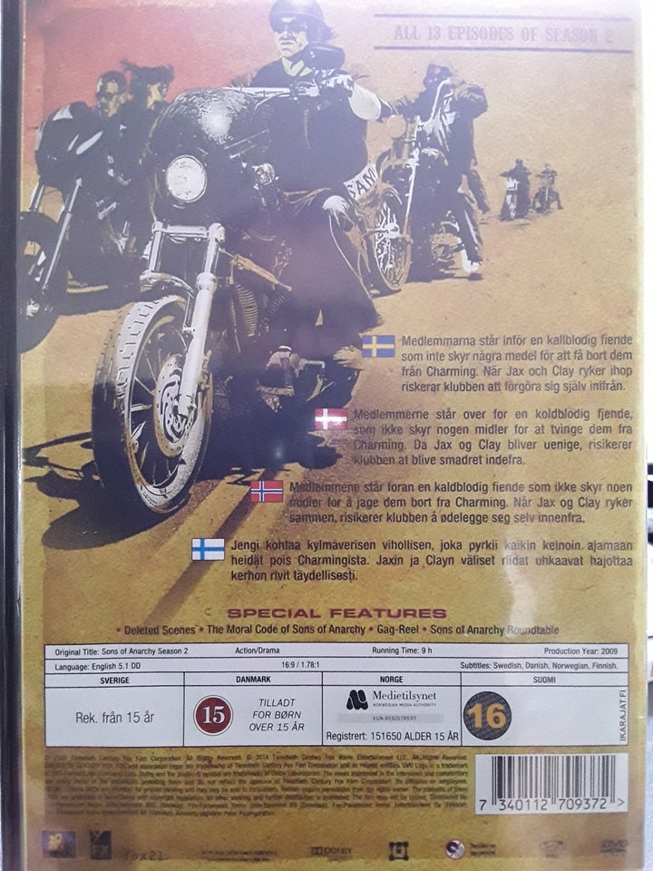 Sons of Anarchy sæson 1-2-3, DVD, TV-serier