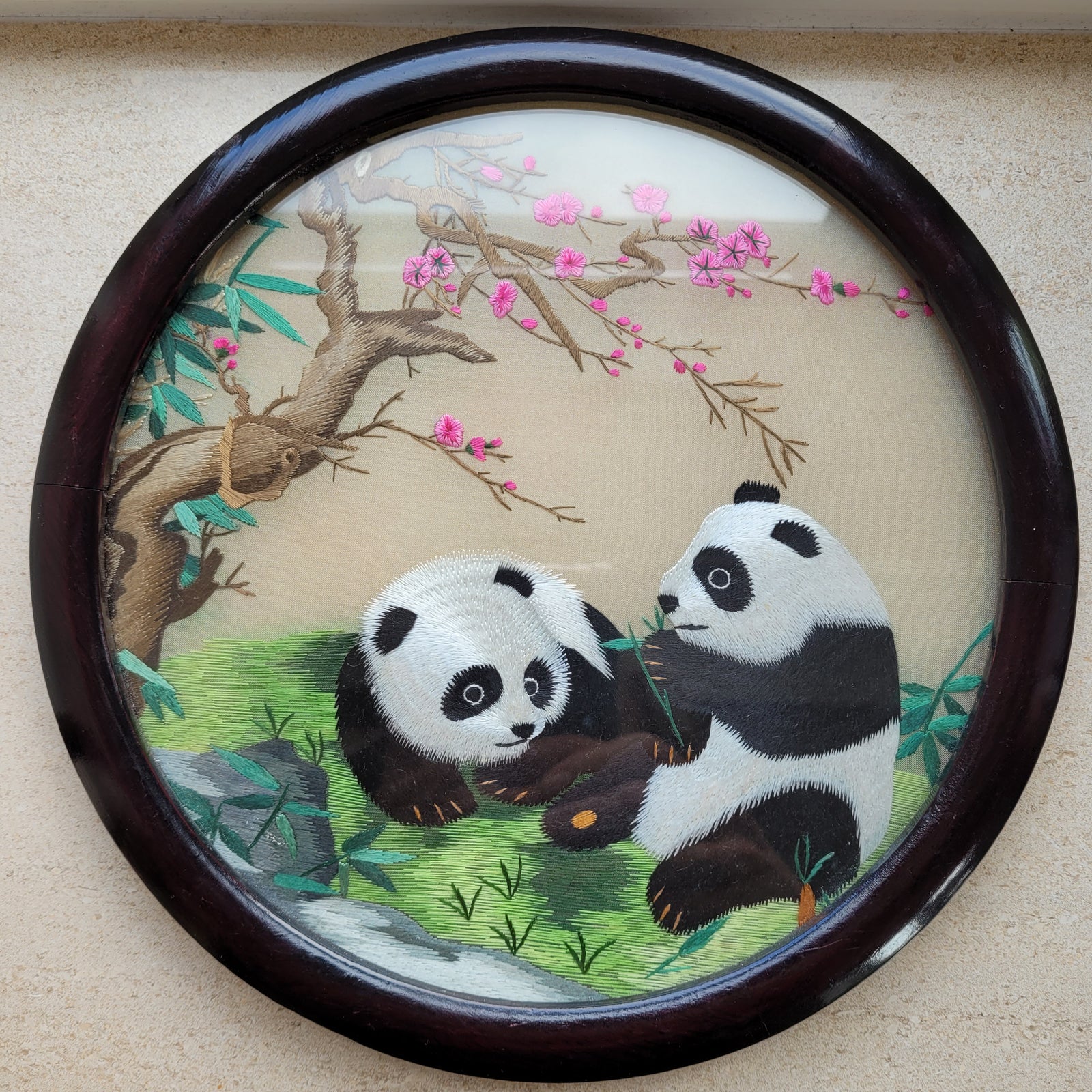 Glas bakke, China Kina Sichuan, motiv: Panda & Kirsebærtræ