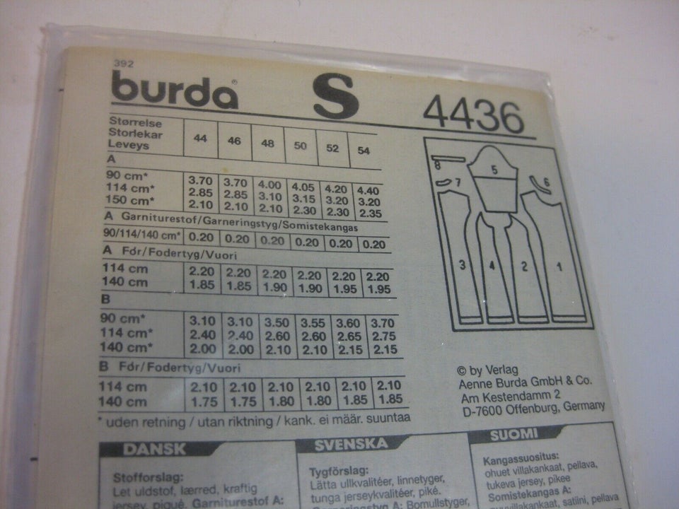 Mønster, Burda 4436 Kjole Plus