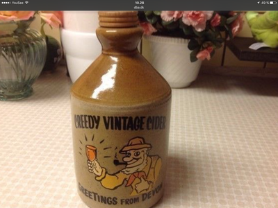 Keramik Flaske med Motiv Hank og Prop Mål.20cm, Creedy Vintage Flaske, Gaveide : Ældre Retro Creedy 