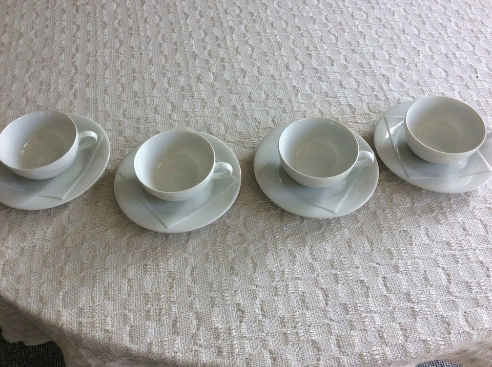 Porcelæn, 4 kopper med underkopper, Rörstrand