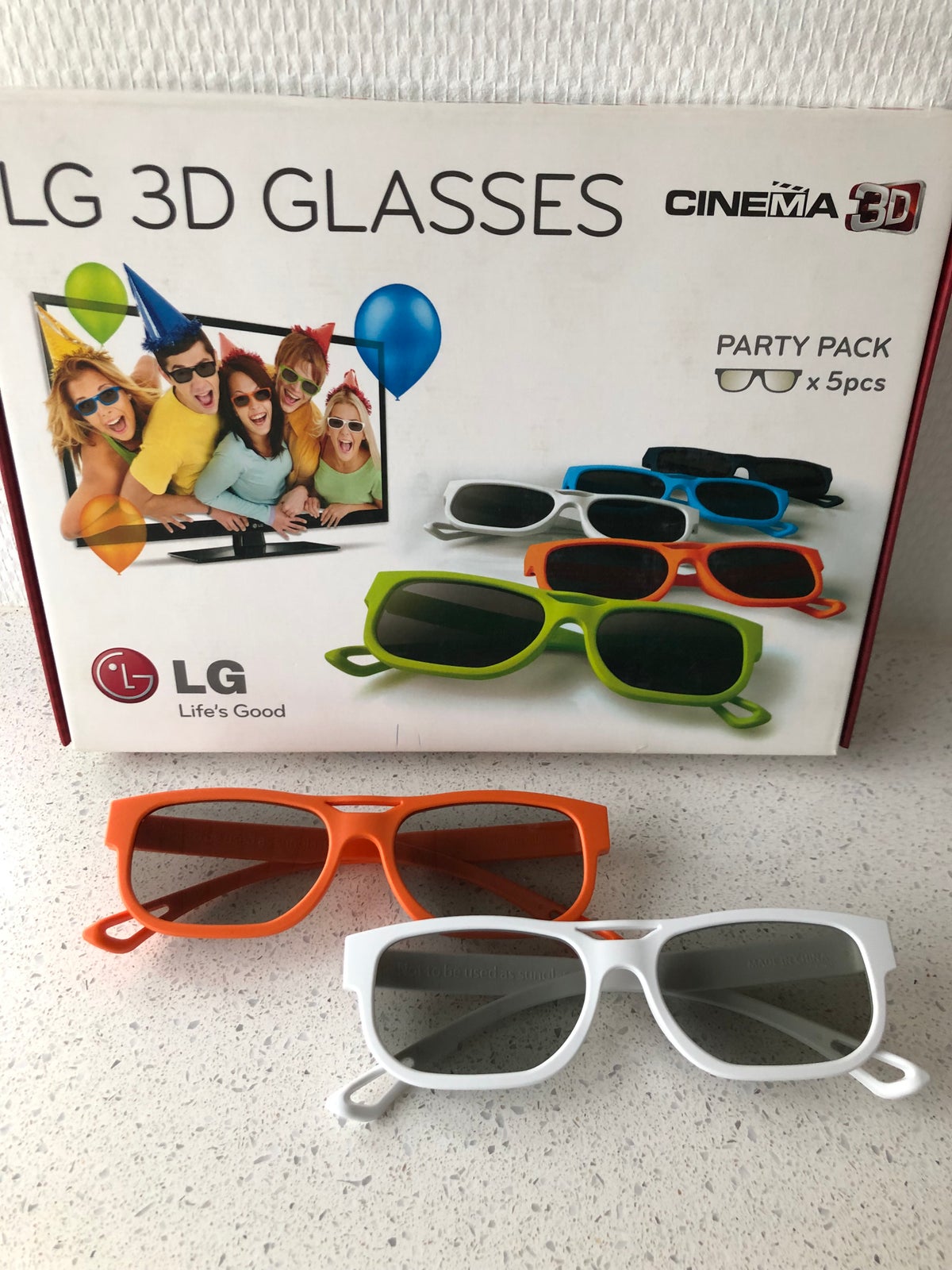 3 D Briller med 5 par, LG, Perfekt