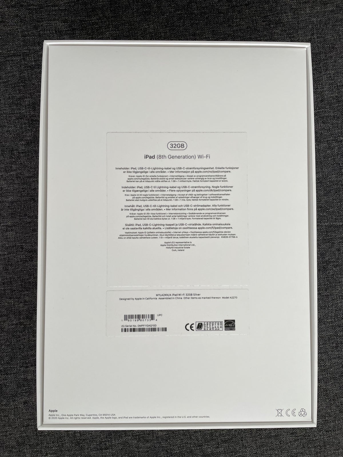 iPad 8, 32 GB, hvid