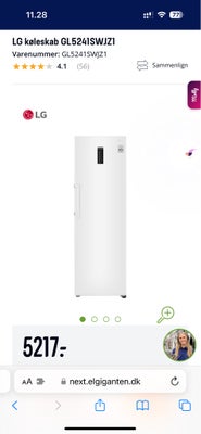 Andet køleskab, LG, 375 liter, Super flot køleskab, kun brugt i 6 måneder.

Skal afhentes i Kvistgår