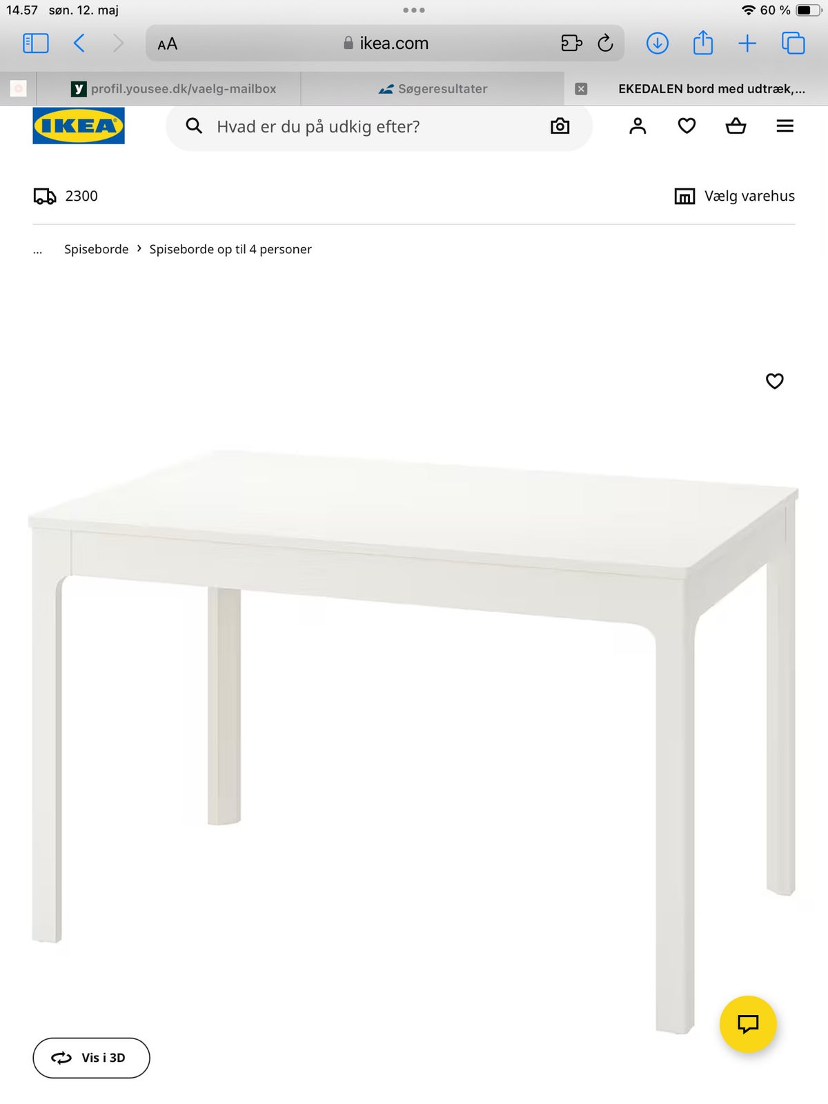 Indecasa, spisebord m. stole, Ikea Ekedalen