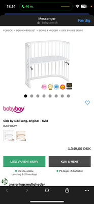 Tremmeseng, Babyseng, b: 46 l: 88, Den er hele ny, ikke pakket ud af kassen.

https://www.babysam.dk