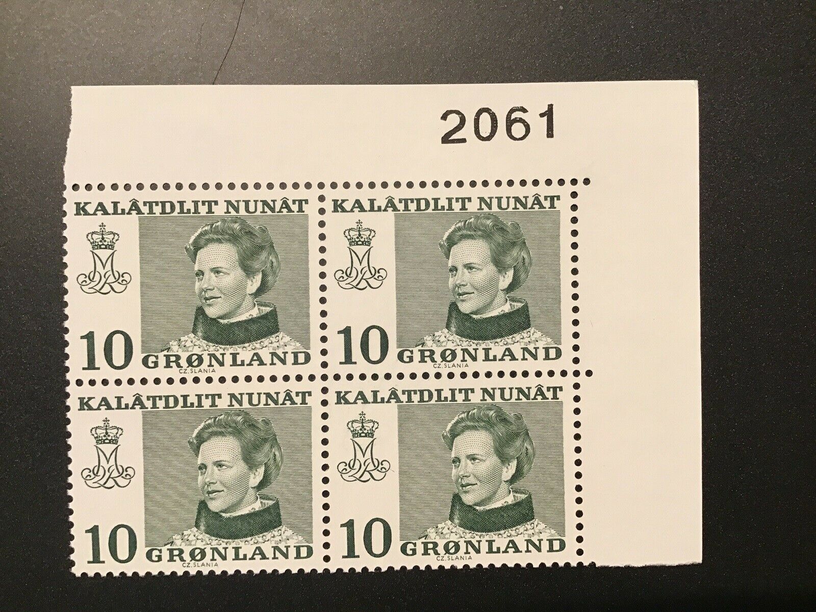 Grønland, postfrisk, AFA nr. 84 fireblok med øvre marginal