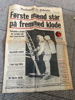 Bøger og blade, Berlingske Tidende, Fint ex af Berlingske Tidende fra 21. juli 1969 med månelandinge