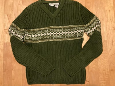 Sweater, CHEROKEE, str. 36, Flot Olivengrøn med mønster , Bomuld, Næsten som ny, Super flot retro ol