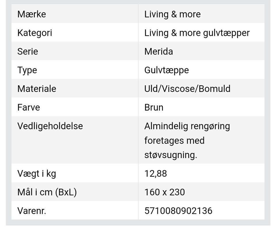 Gulvtæppe, Uld75% uld, 25% viscose. Bagside: 100 % bomuld