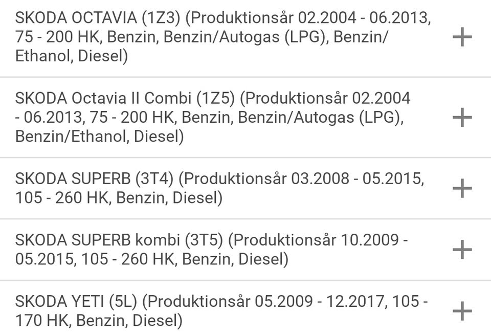 Bremsedele, VW