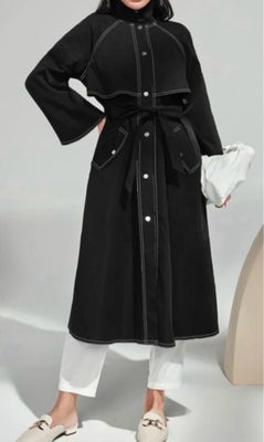 Trenchcoat, str. 36, SHEIN Modely,  Sort,  Polyester,  Ubrugt, SHEIN Modely Medium Raglan Sleeve Bæl