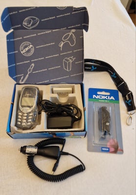 Nokia 3310, Perfekt, Her sælges en ubrugt Nokia 3310 i uhørt flot stand med tilbehør og Kasse 

Et S