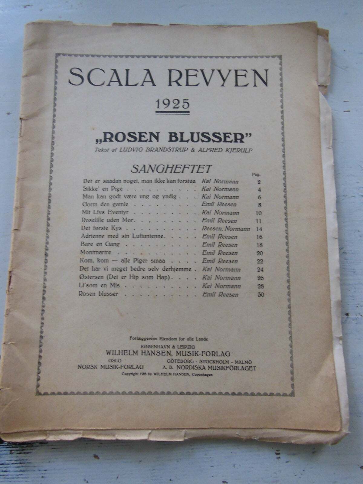 Scala Revyen 1925 Sanghefte