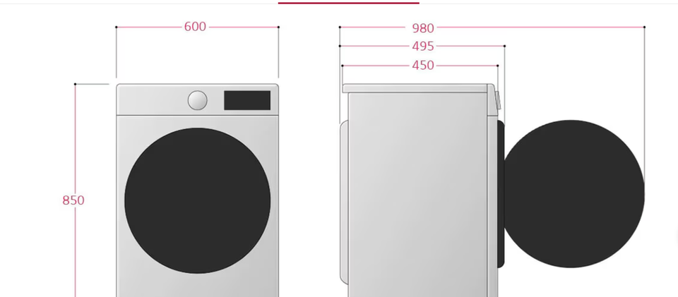 LG vaskemaskine, vaske/tørremaskine, energiklasse B