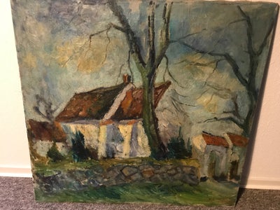 Oliemaleri, Knud Mahl, motiv: Andet, b: 72 cm h: 68 cm, Glud Kirke malet af Knud Mahl i 1954