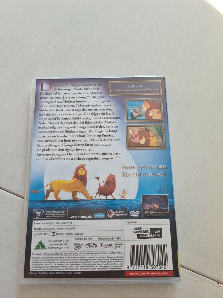 Løvernes Konge - guldnummer 32, DVD, animation
