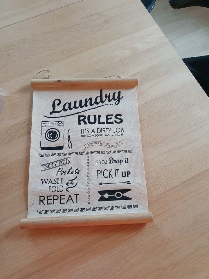 Plakat /lærredstryk, HELT NY, motiv: LAUNDRY RULES