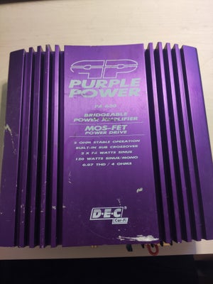 Forstærker, Purple power, PA 630, 150 W, Purple Power PA 150 Watts forstærker

Bridgeable Power Ampl