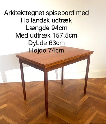 Spisebord, Spisebord i teak med Hollandsk udtræk, Søborg Møbelfabrik 1960erne, 
Mindre spisebord i t