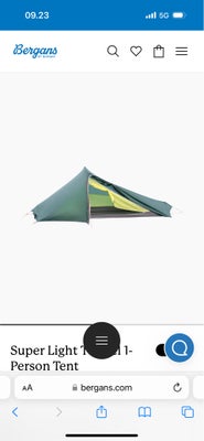 Vandre telt, Helt ny telt fra Bergans vejer 820 gram. Aldrig brugt. 
