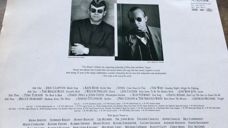 LP, Elton John & Bernie Taupin, Two Rooms (2 LP)