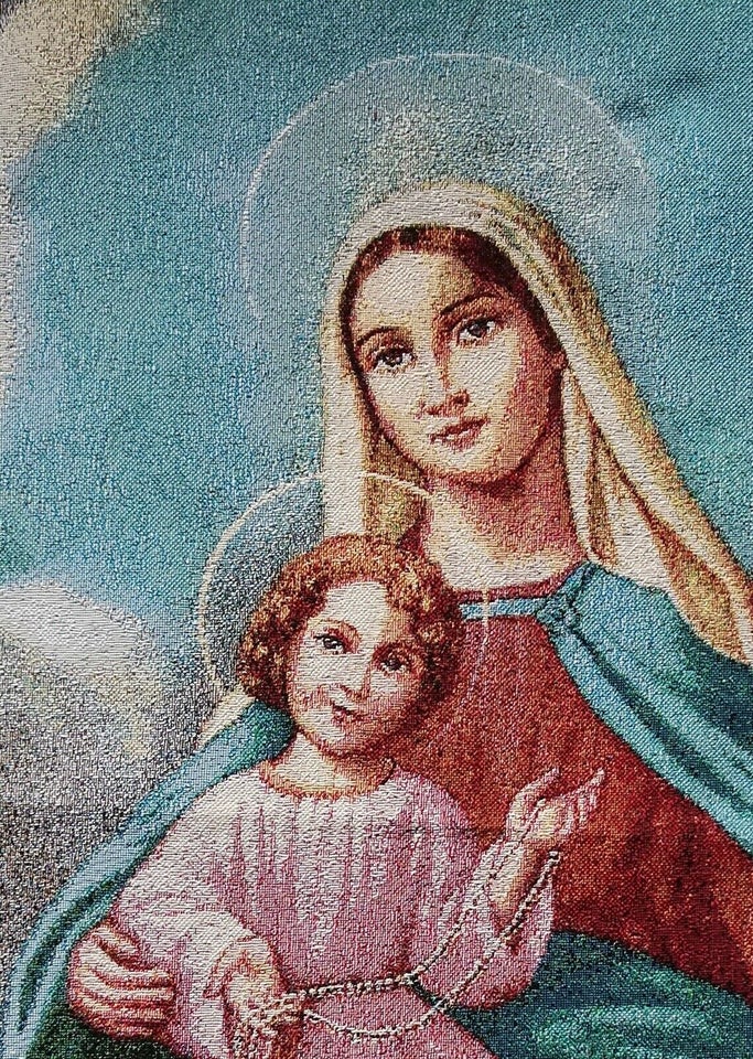 navneord Løfte den første Stof, Jomfru Maria og Jesus gobelin. Stort – dba.dk – Køb og Salg af Nyt og  Brugt