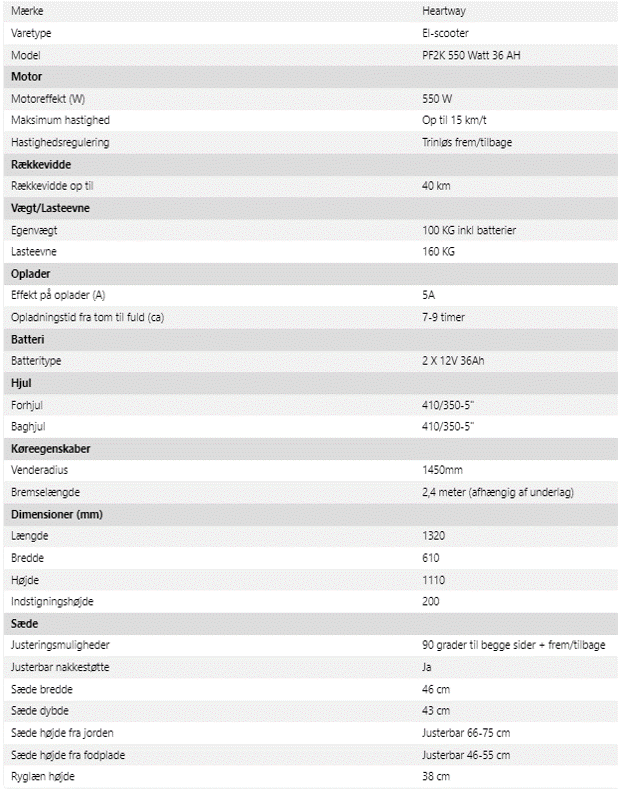 Andet mærke Heartway Elscooter- PF2K 550W 36AH 4 hjul , 2020,