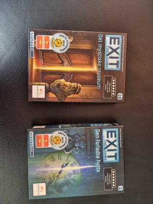 Exit  2 titler, Escape room, brætspil, 2 spil fra EXIT

Den Forladte hytte 
- niveau 2.5

Det Mystis
