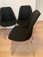Spisebordsstol, 4 ens stole stålben og stof, Dansk stol med