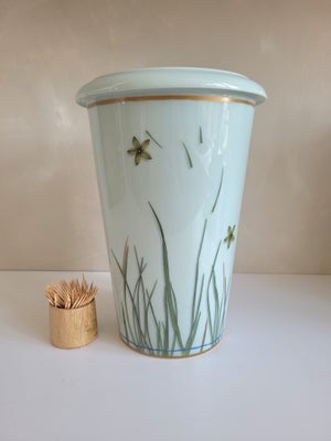 Vase, Vase, Raynaud, Smuk høj fransk vase fra Raynaud, med et smuk dekorativ blomster og græs motiv.