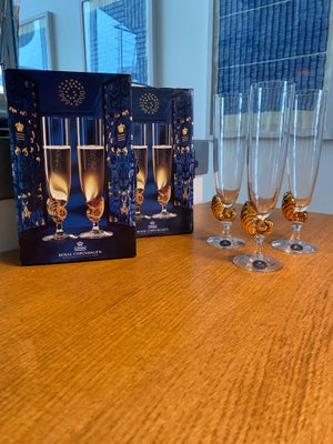 Glas, Neptun Champange glas, Royal Copenhagen, 3 stk eksklusive neptun krystal champagneglas designe