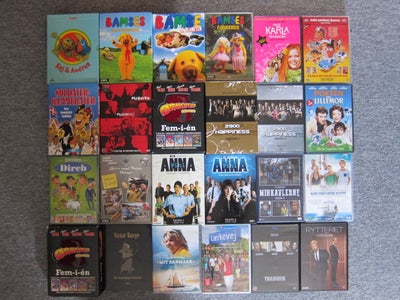 Danske film, DVD, TV-serier, og miniserier, originale.

Kaj og Andrea afsnit 1 -6
Bamses puttekasse
