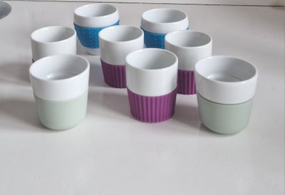 Porcelæn, Espresso termokrus, BODUM- ZONE og, 8 espresso termokrus med silikone 
4 lilla ZONE, 2 blå