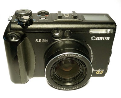 Canon, PowerShot G5, 5 megapixels, 4 x optisk zoom, God, 
Digital kamera
Et af Canon rigtig gode dig