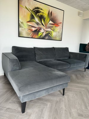 Sofa, stof, 3 pers. , Valenza, venstrevendt Sofa med chaiselong, silikonefibre, koldskum.
Super Velv