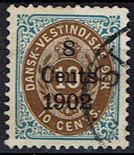 Dansk vestindien, stemplet, postfrimærke, 21	stp. Afa	130,-	pæn