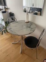Spisebord m/stole, Beton/marmor/krom, b: 80 l: 80