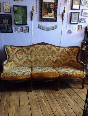 Sofa, velour, 3 pers. , Vintage, Flot, gammel vintage sofa med mønstret velour betræk
Bredde 160 cm 