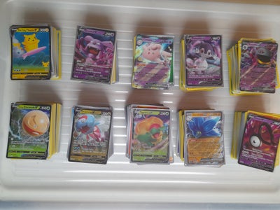 Samlekort, Pokemon bunker med sjælndet kort, 100 pokemon kort Dee er holo, reverse holo, normale og 