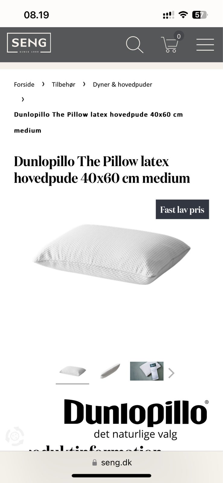 Pude, Dunlopillow - The pillow
