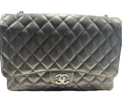 Skuldertaske, Chanel, læder, Chanel Classic Double Flap Maxi Caviar 
(Den slidstærke lædertype!!) 

