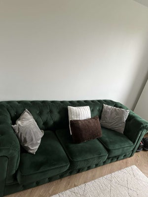 Sofa, velour, Grøn velour 3 personers, brugt meget lidt.