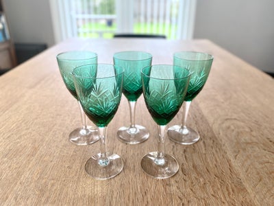 Glas, Else Krystalglas, Holmegaard, 5 Else Krystalglas grønne vinglas fra Holmegaard. Glassene fejle