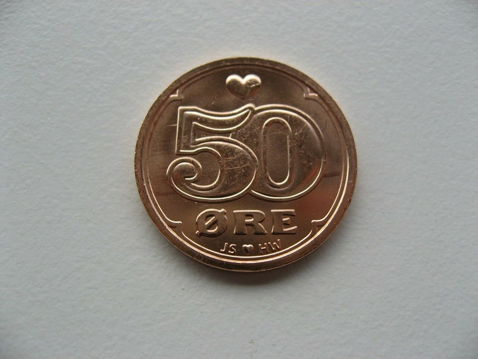 Danmark, mønter, BEGGE 50 ØRER 2016 MØNTMESTER LGS & JS