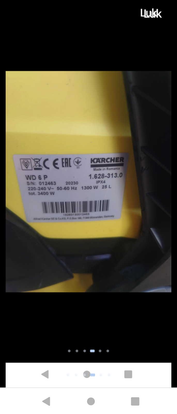 Vandstøvsuger, Kärcher WD6P, 1300 watt