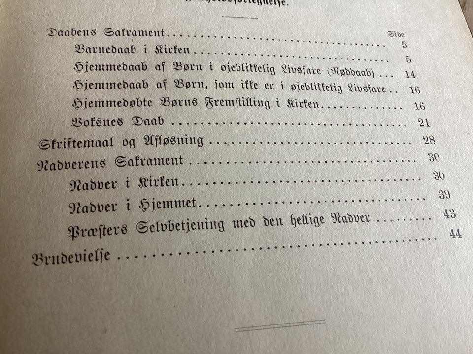 Ritualer til Daab, Nadver og Brudevielse, emne: religion