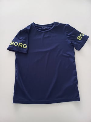 T-shirt, T-shirt, Bjørn Borg, str. 146, Mørkeblå T-shirt i drifit materiale/sports t-shirt. Neon gul