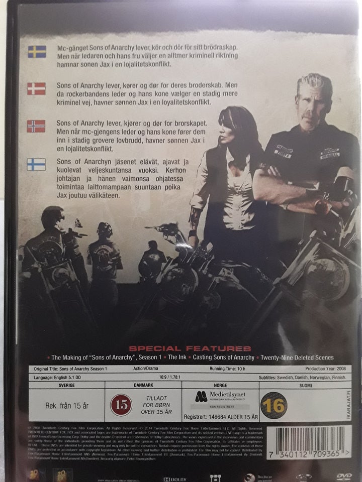 Sons of Anarchy sæson 1-2-3, DVD, TV-serier